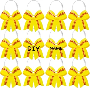 12 Pcs Softball Bow Luggage Tags for Softball Travel Suitcase Labels with Metal Ring 2.75in Softball-Related Keychain PVC Name ID Card and DIY Pocket Hug Card for Men Women Travel Bag Suitcase
