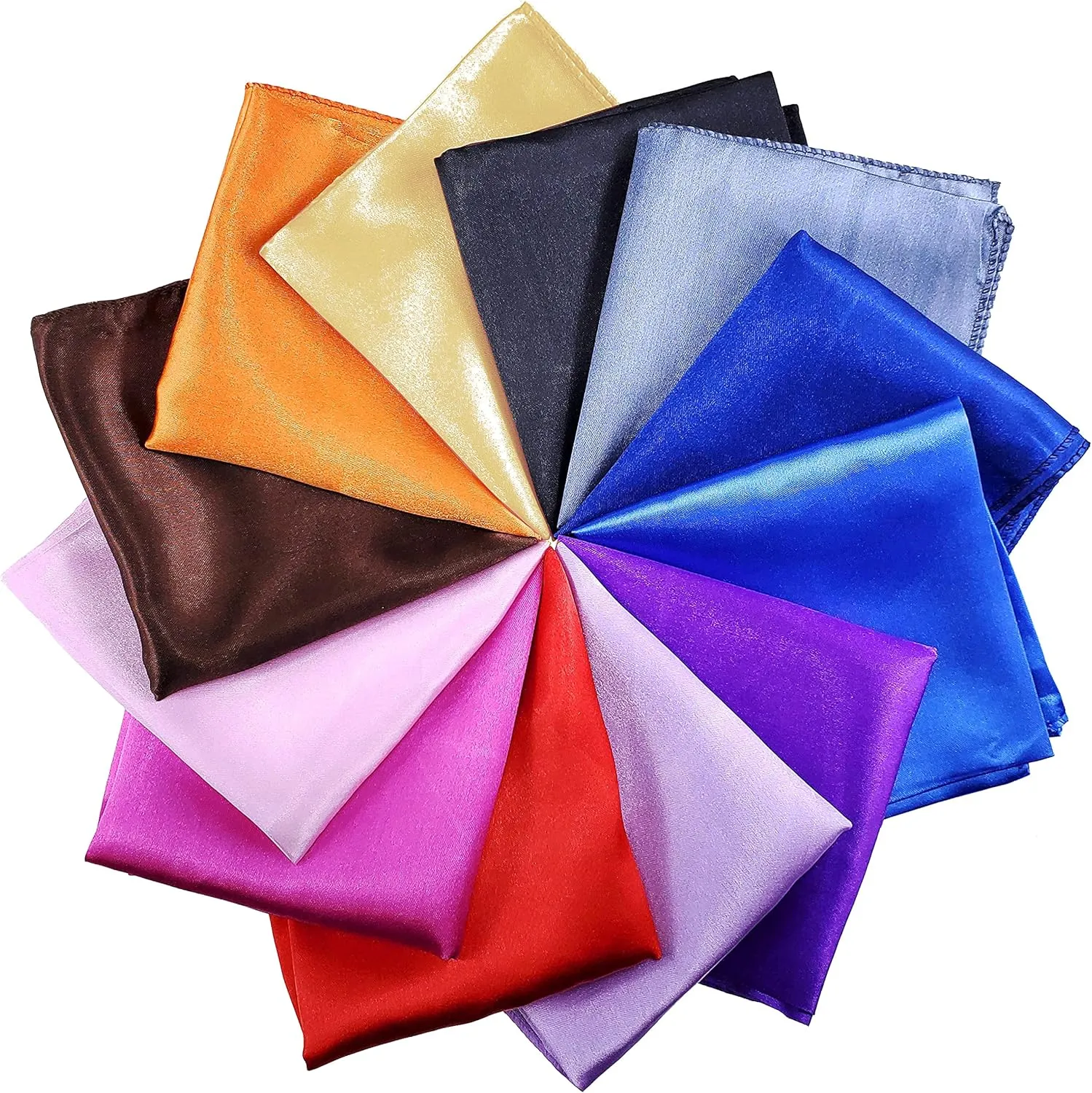 12 Set Mixed Designs Small Square Satin Womens Neck Head Scarf Scarves Bundle