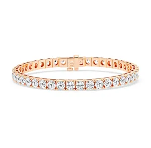 13.00 Carat tw Beautiful Pink Gold Round Brilliant Cut Shiny Diamond Ladies Tennis Bracelet.Secure Double Clasp.