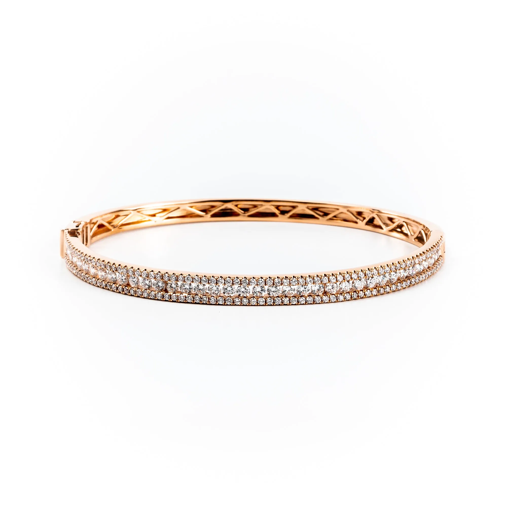 18K Rose Gold Tdw. 2.33ct Diamond Bangle - 20686802