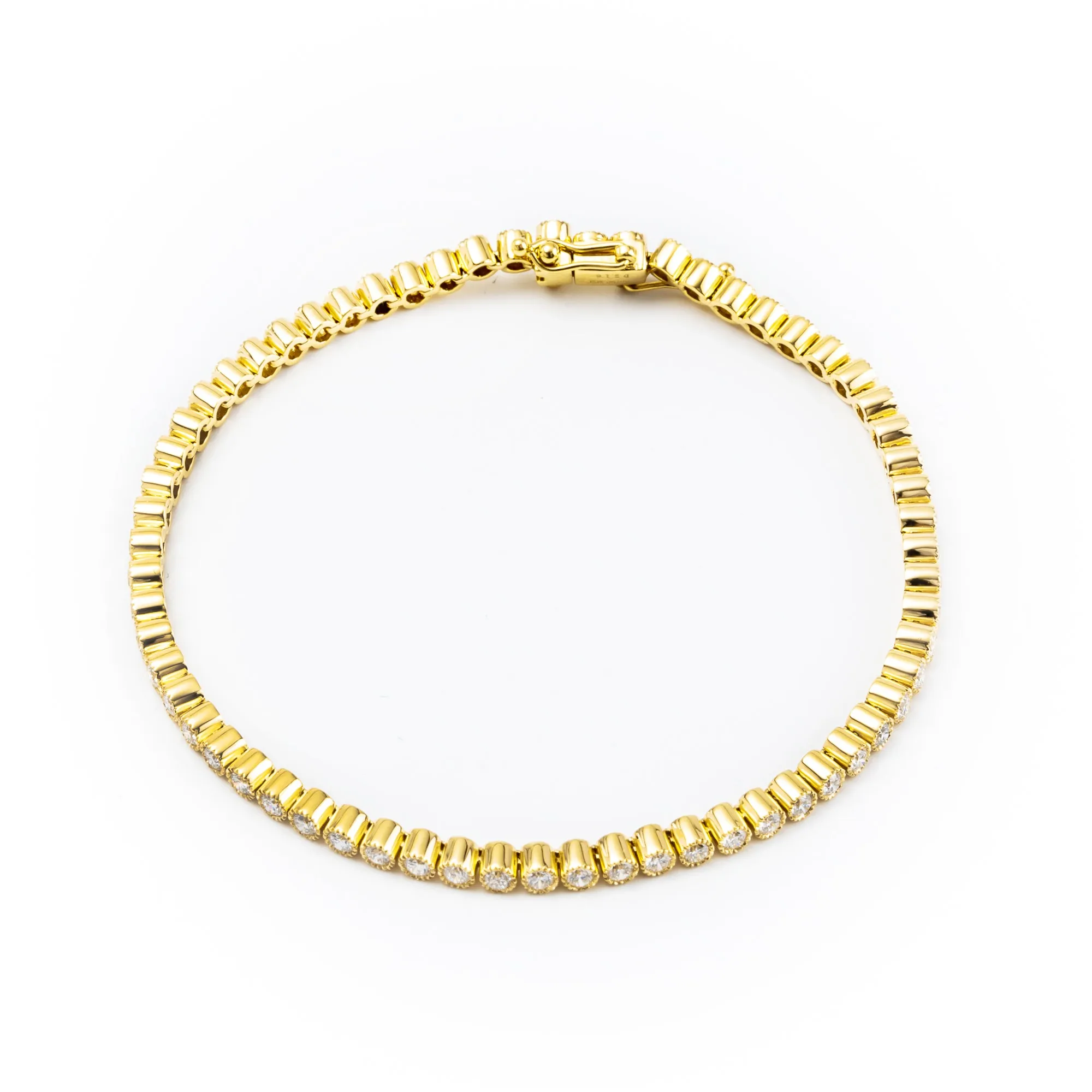 18K Yellow Gold Tdw. 2.16ct Diamond Tennis Bracelet - 20693114