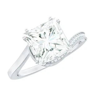 3.75 CT Bypass Engagement Ring with Moissanite and Milgrain Detailing