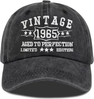 60th Birthday Gifts for Women Men - Adjustable Embroidered Washed Cotton Baseball Cap for 60th Birthday Party Accessories (US, Alpha, One Size, 60th)