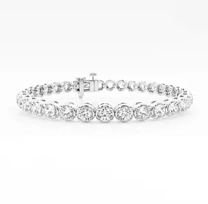 8.00 Carat tw Beautiful White Gold Round Brilliant Cut Shiny Diamond Ladies Tennis Bracelet.Secure Double Clasp.