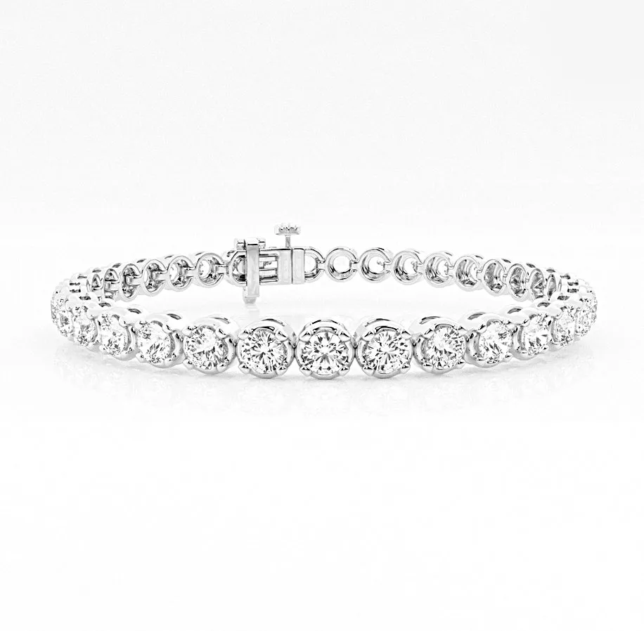 8.00 Carat tw Beautiful White Gold Round Brilliant Cut Shiny Diamond Ladies Tennis Bracelet.Secure Double Clasp.
