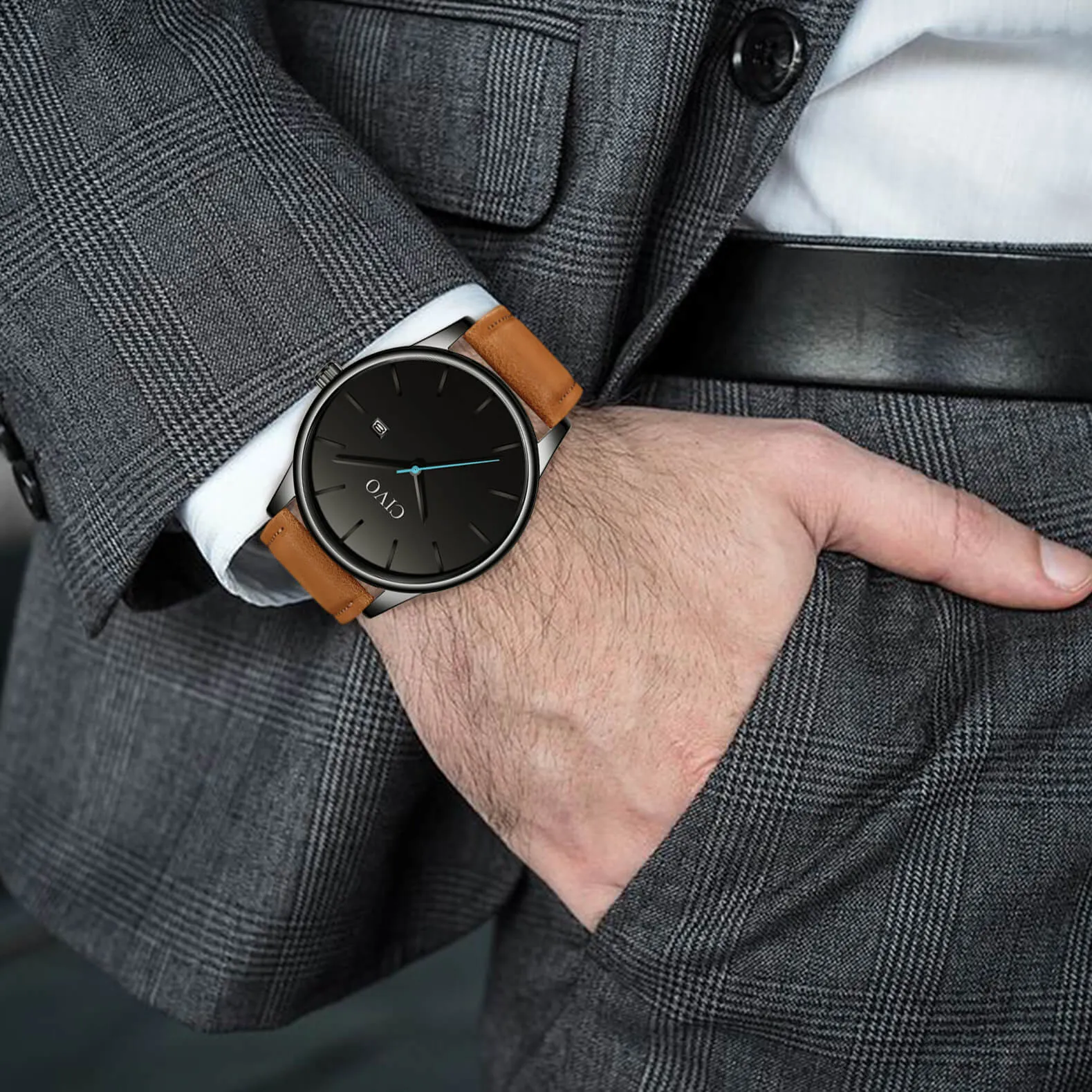 8082C | Quartz Men Watch | Leather Band