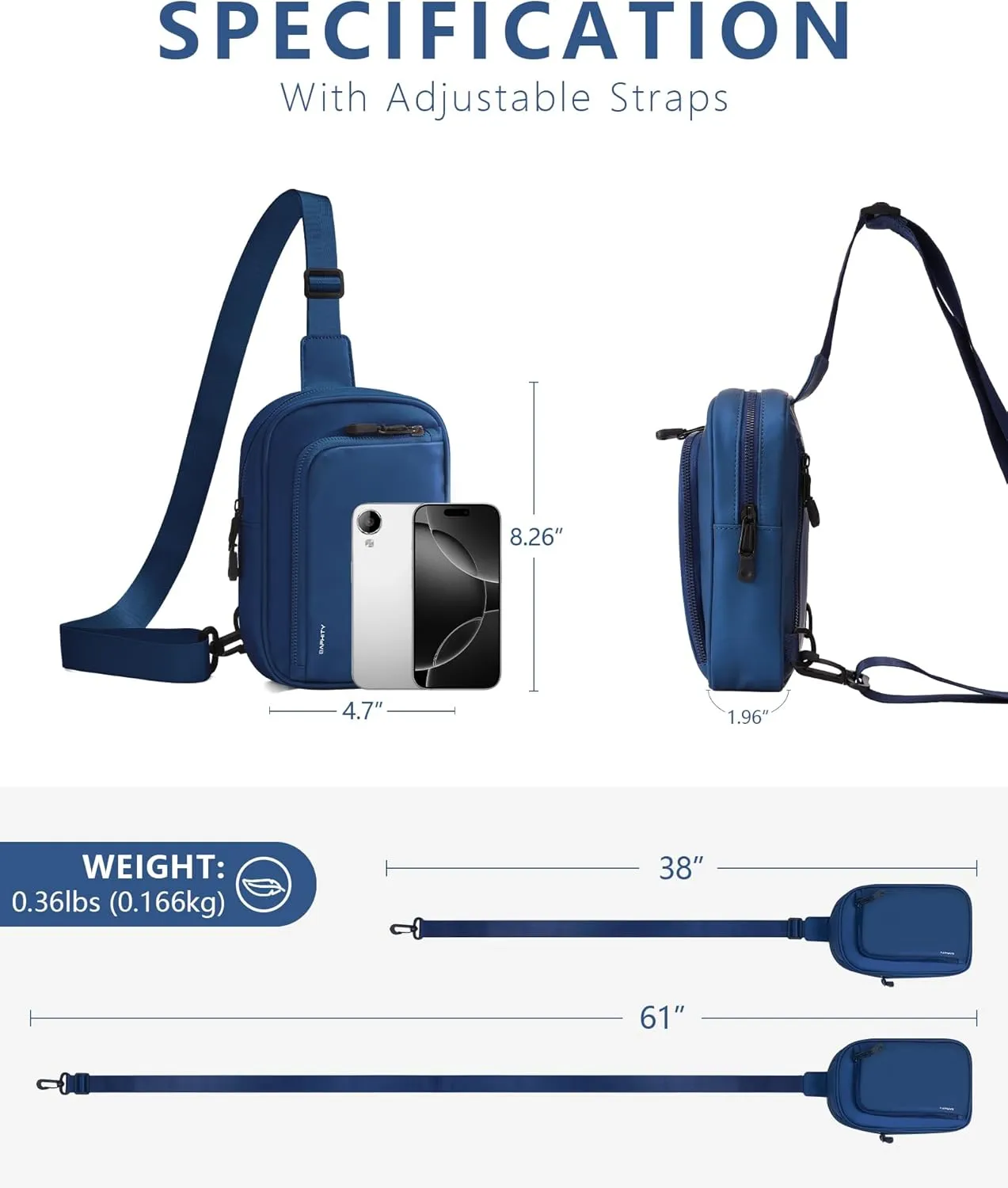 BAPHITY Small Sling Bag for Women and Men, Crossbody Bag Trendy, Fanny Packs Purses Chest Bag for Travel -Navy