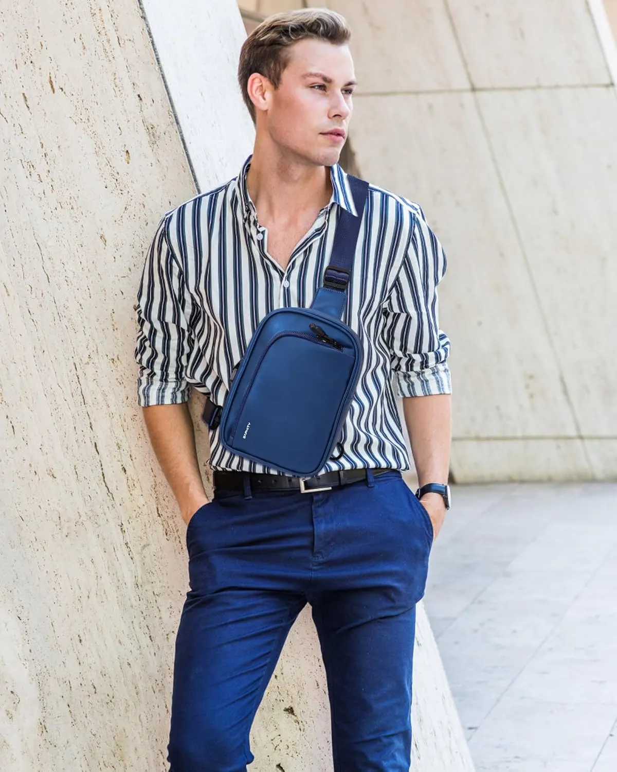 BAPHITY Small Sling Bag for Women and Men, Crossbody Bag Trendy, Fanny Packs Purses Chest Bag for Travel -Navy