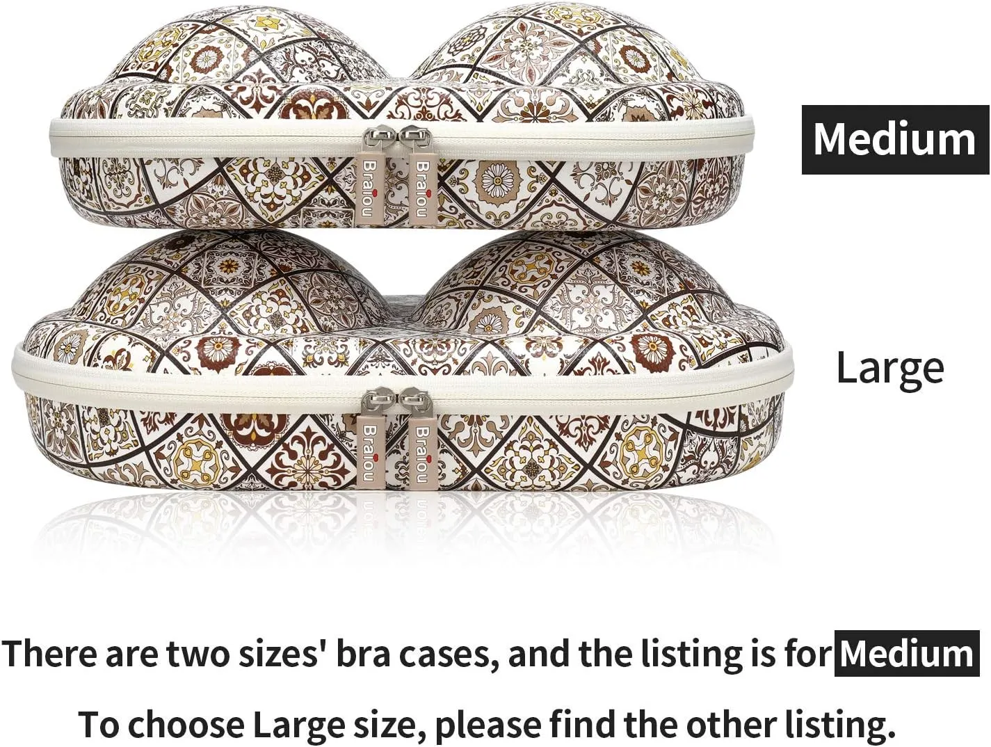 Bra Case Premium Lingerie Travel Bag Zip Underwear Organizer Bag for A-C Cup (Brown Plaid)
