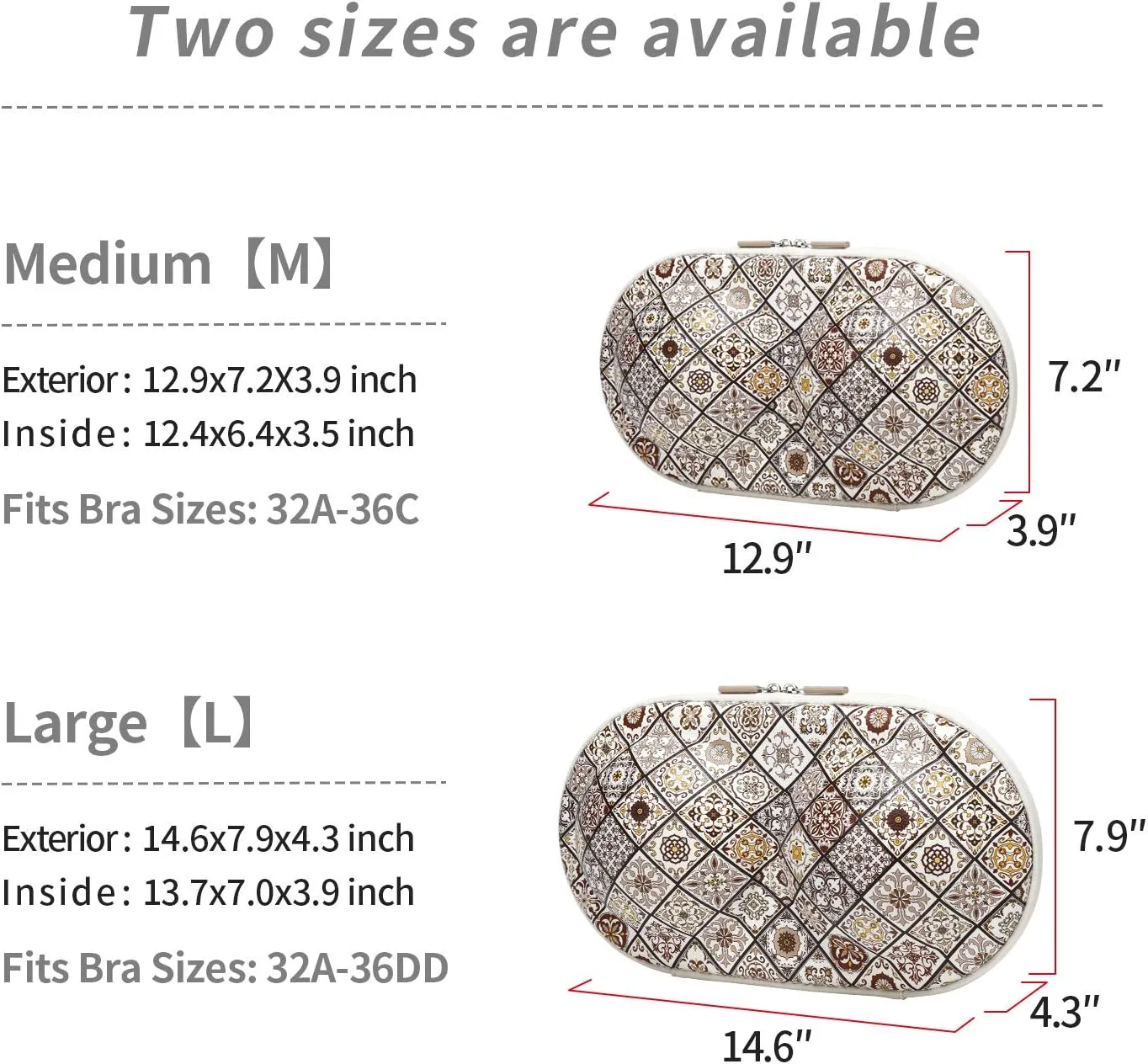 Bra Case Premium Lingerie Travel Bag Zip Underwear Organizer Bag for A-C Cup (Brown Plaid)