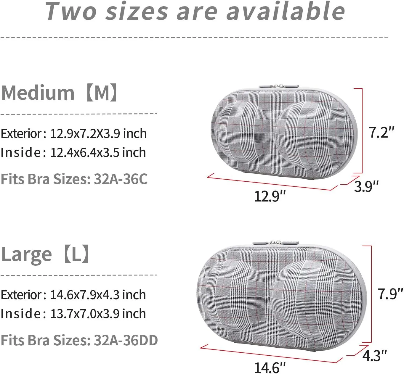Bra Case Premium Lingerie Travel Bag Zip Underwear Organizer Bag for A-C Cup (Swallow Gird, Red)