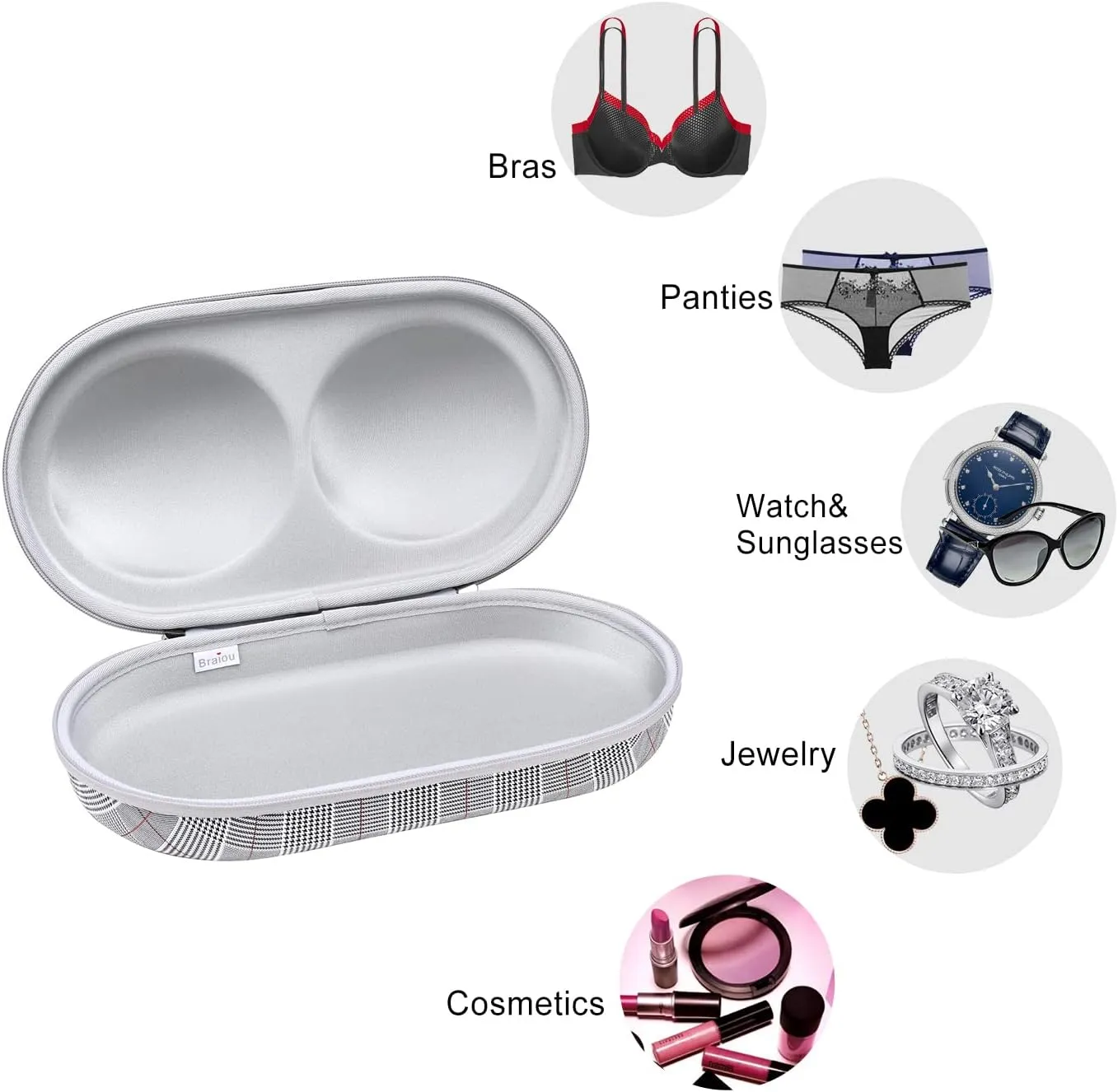 Bra Case Premium Lingerie Travel Bag Zip Underwear Organizer Bag for A-C Cup (Swallow Gird, Red)