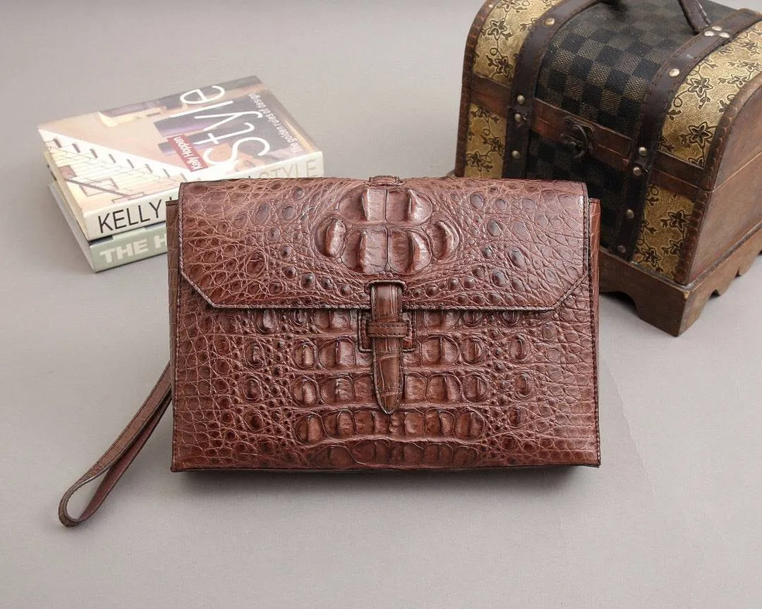 Crocodile Bone Leather  Clutch Bags