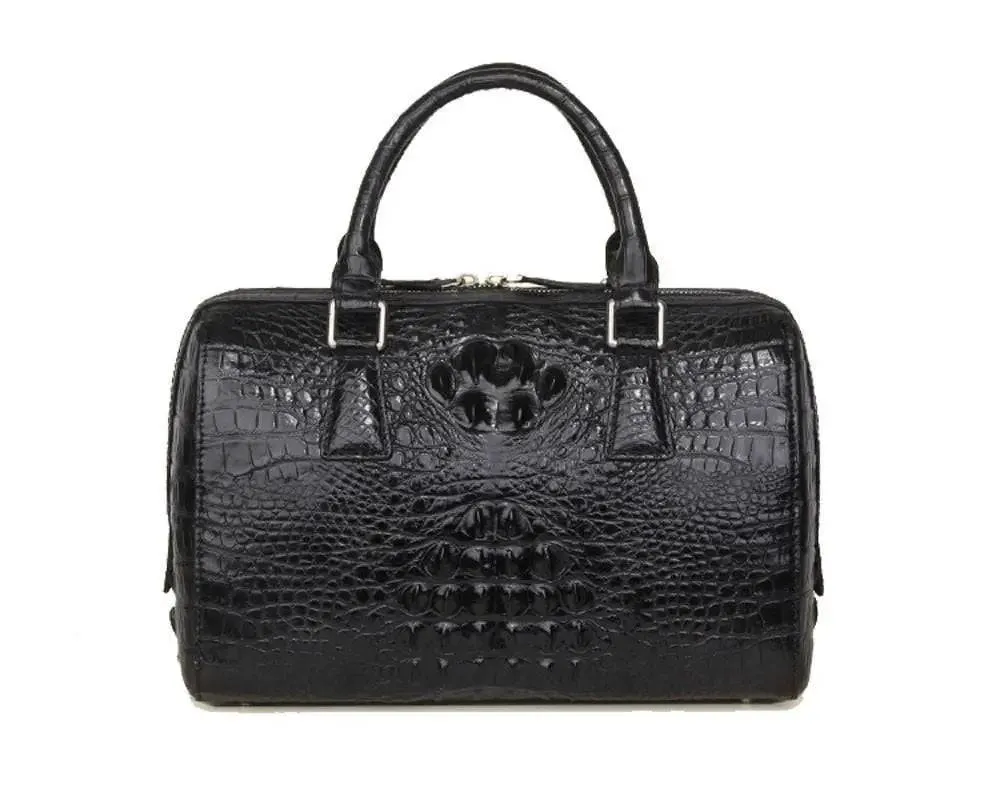 Crocodile Skin  Leather Boston Satchel Bags
