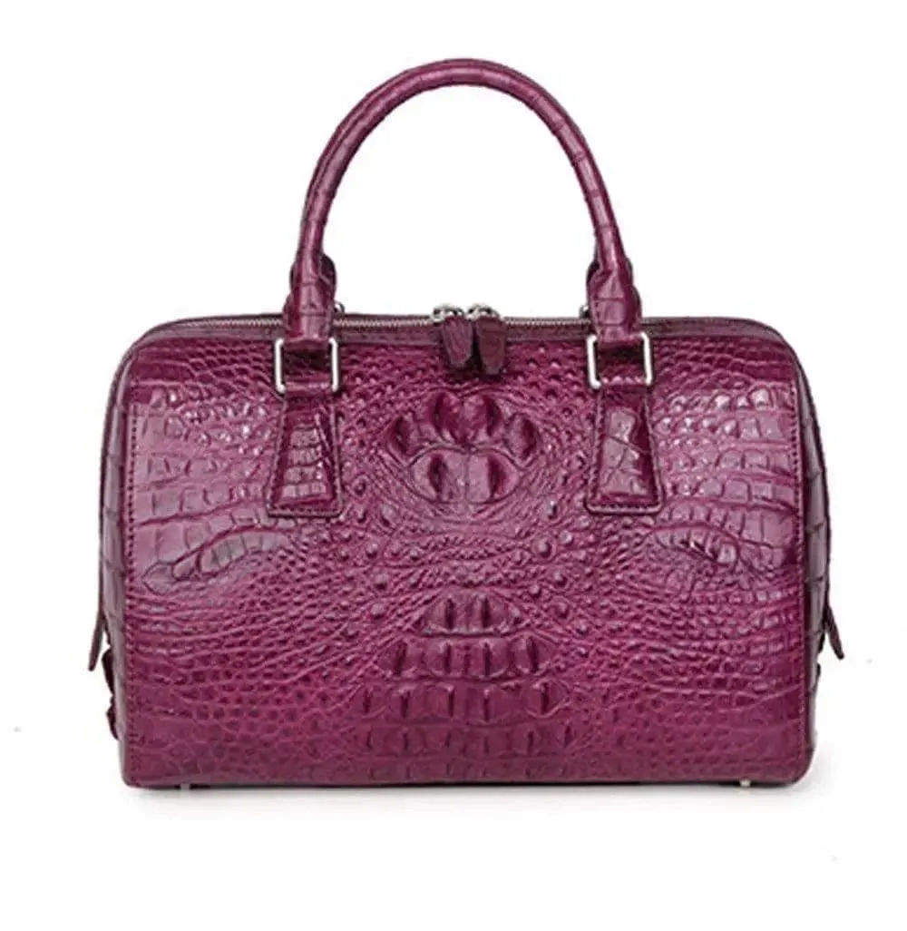 Crocodile Skin  Leather Boston Satchel Bags