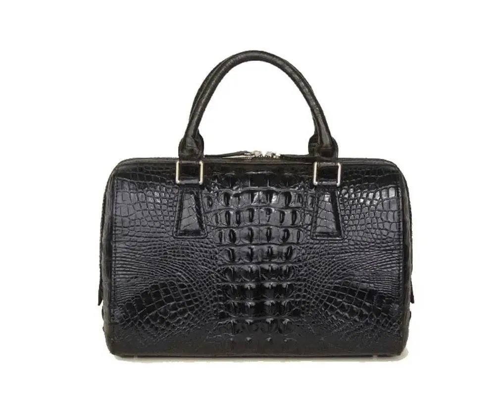 Crocodile Skin  Leather Boston Satchel Bags