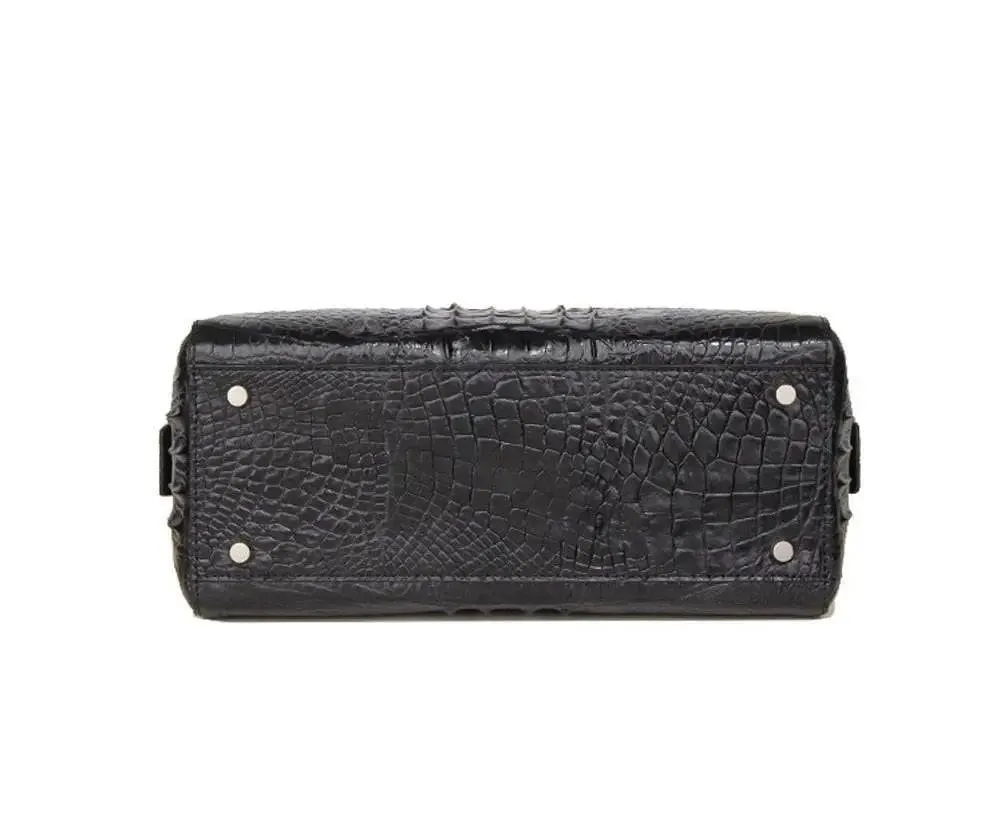 Crocodile Skin  Leather Boston Satchel Bags