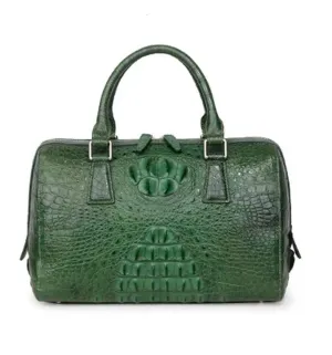 Crocodile Skin  Leather Boston Satchel Bags