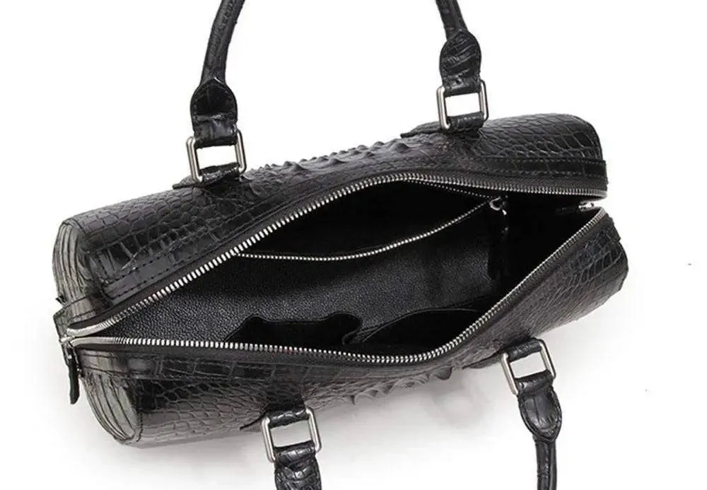 Crocodile Skin  Leather Boston Satchel Bags