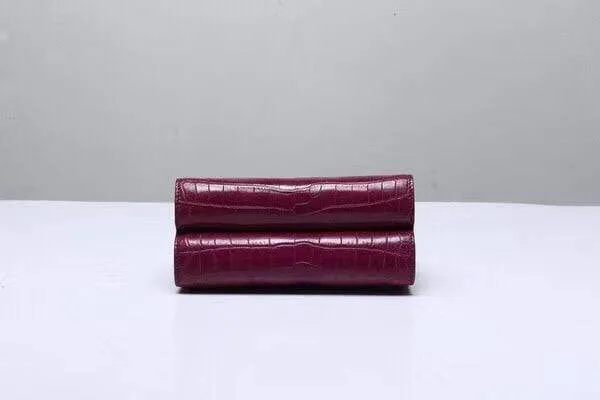 Crocodile Top Handle Bag Wine Red