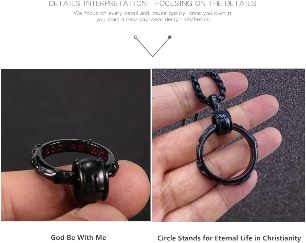 Cross Ring Pendant Necklace Stainless Steel Pendant Necklace for Men Women Best Friend Necklaces