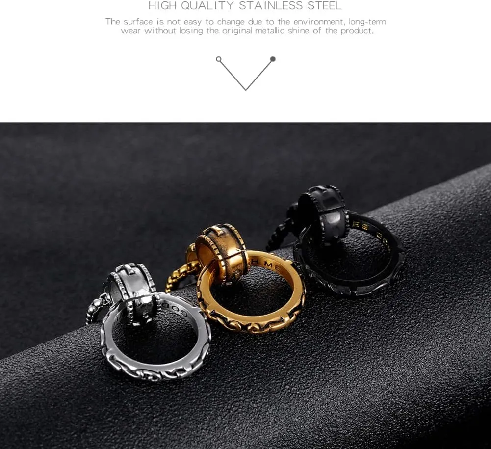 Cross Ring Pendant Necklace Stainless Steel Pendant Necklace for Men Women Best Friend Necklaces
