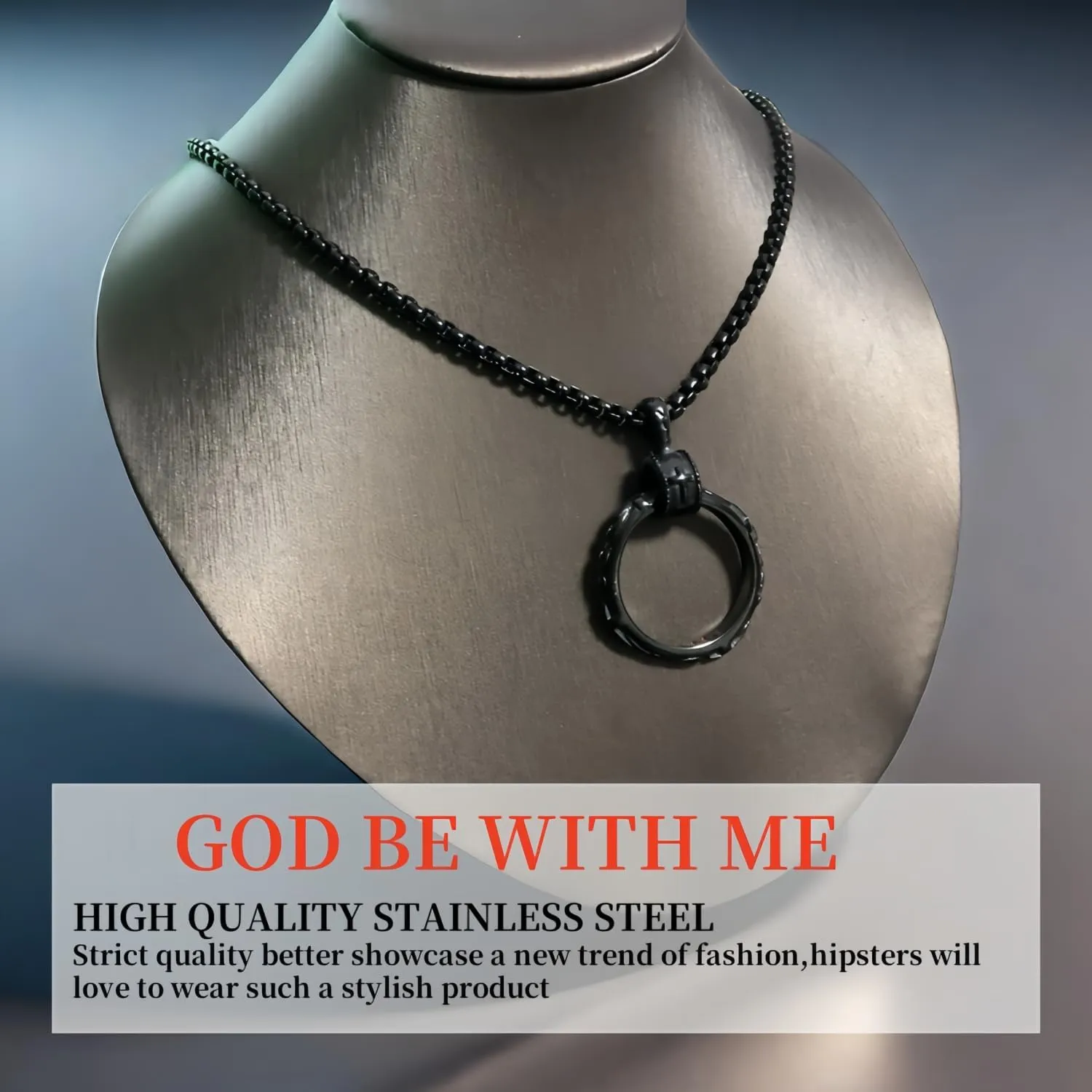 Cross Ring Pendant Necklace Stainless Steel Pendant Necklace for Men Women Best Friend Necklaces