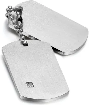 Cupimatch Mens Army Style Stainless Steel Double Dog Tag Pendant Necklace with 22" Chain Silver