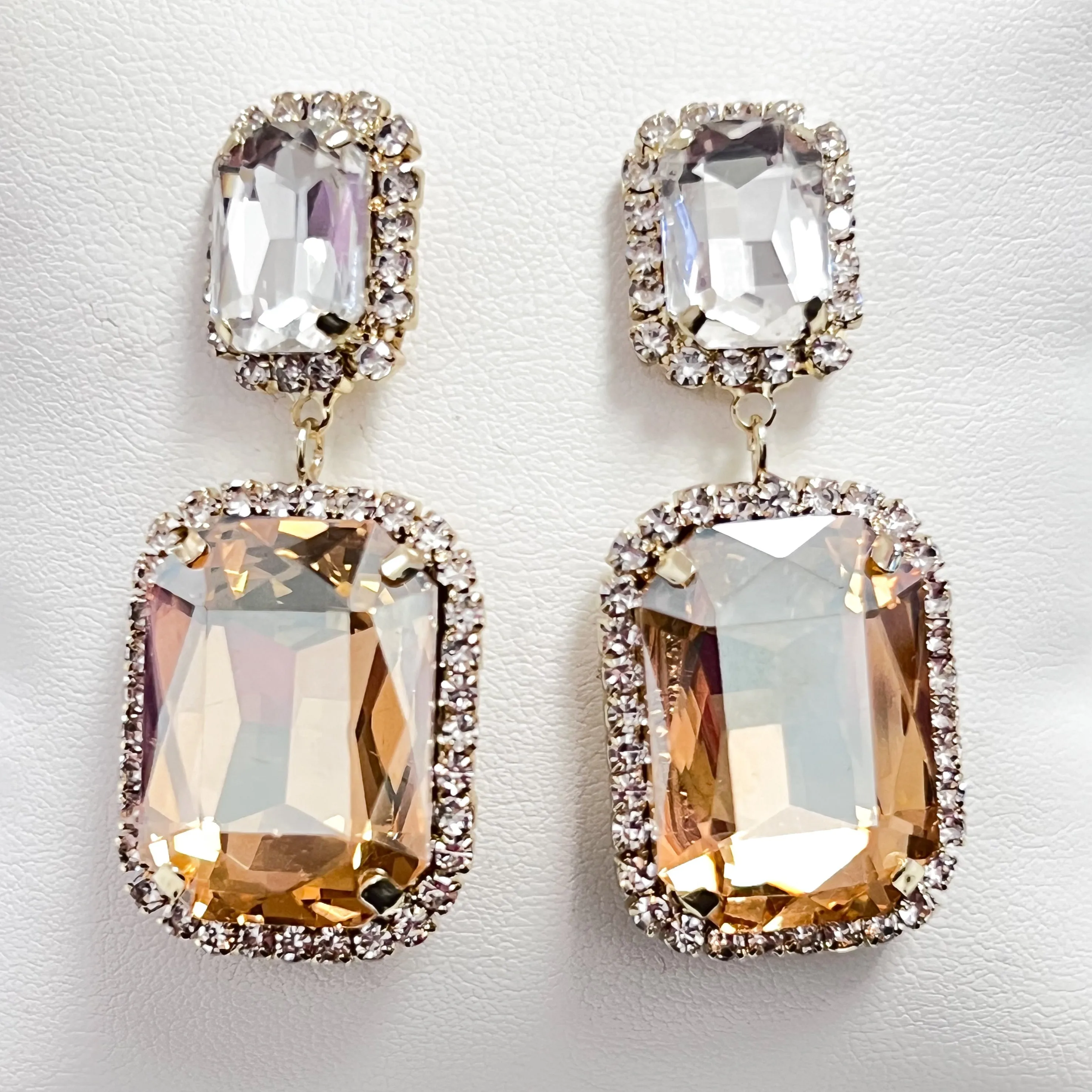 Destiny - Rhinestone Statement Earrings (Topaz)