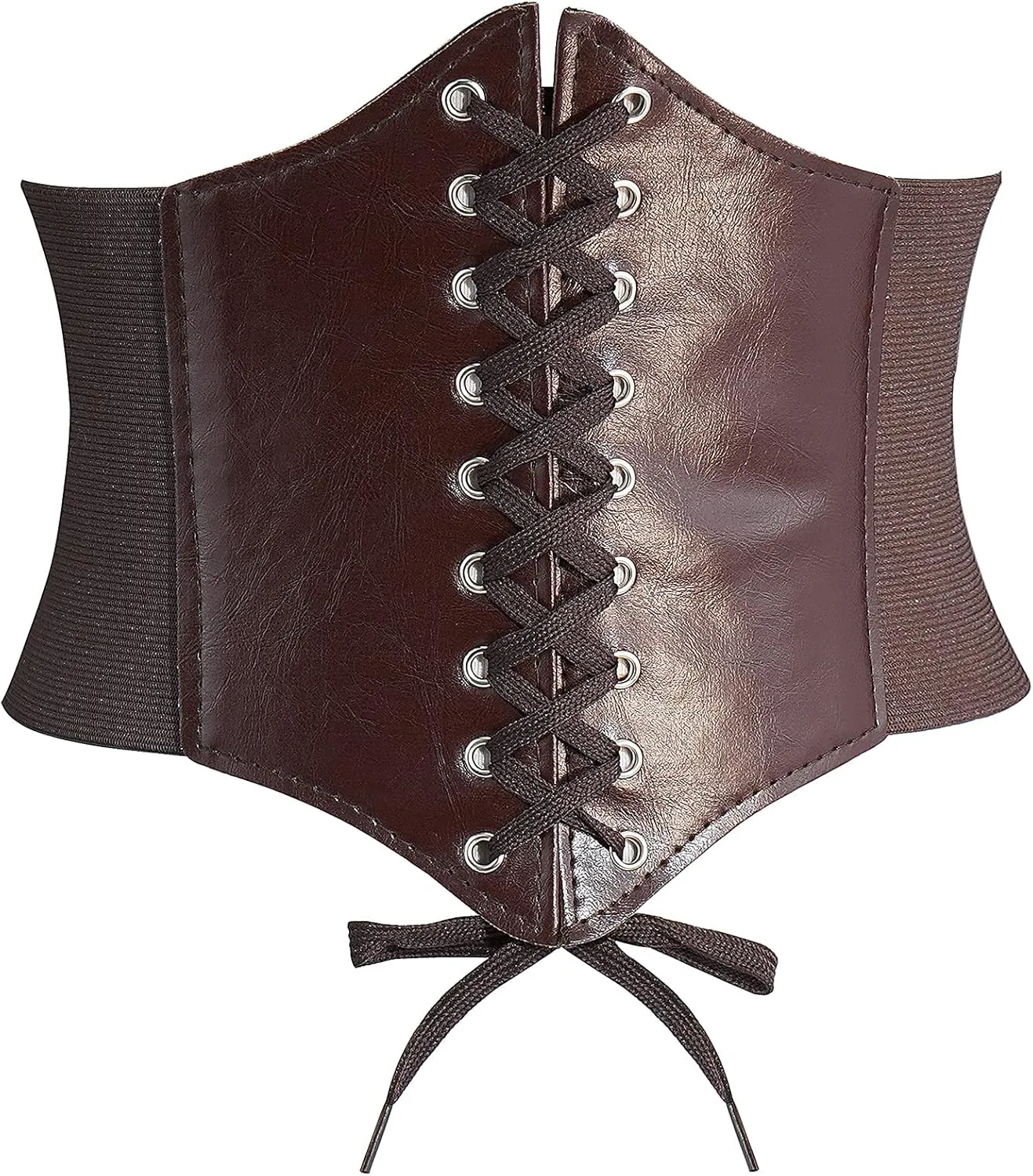 DTWAWA Black Corset Belts for Women, Wide Elastic Tied Leather Waspie Waist Belt for Girls Dresses