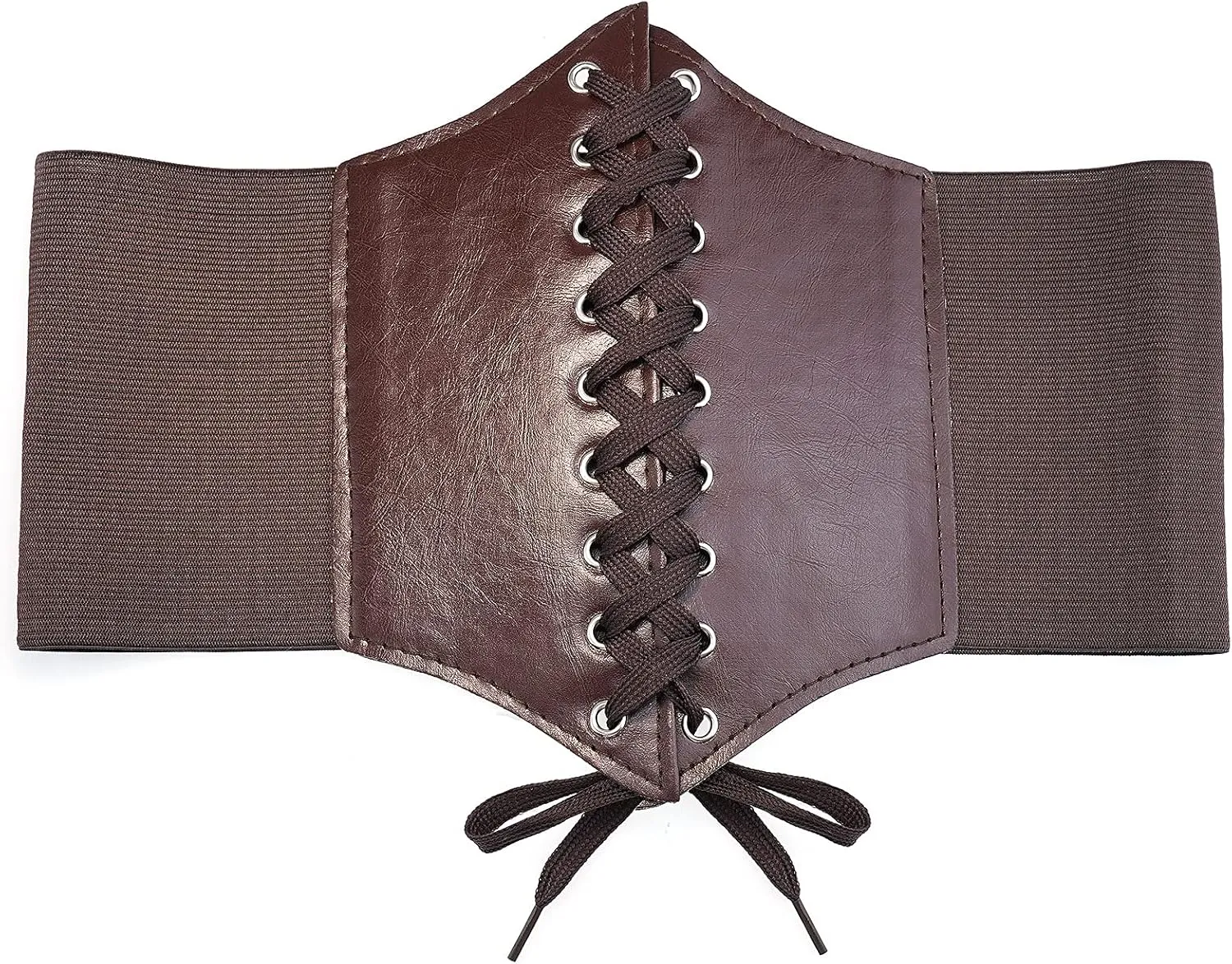 DTWAWA Black Corset Belts for Women, Wide Elastic Tied Leather Waspie Waist Belt for Girls Dresses