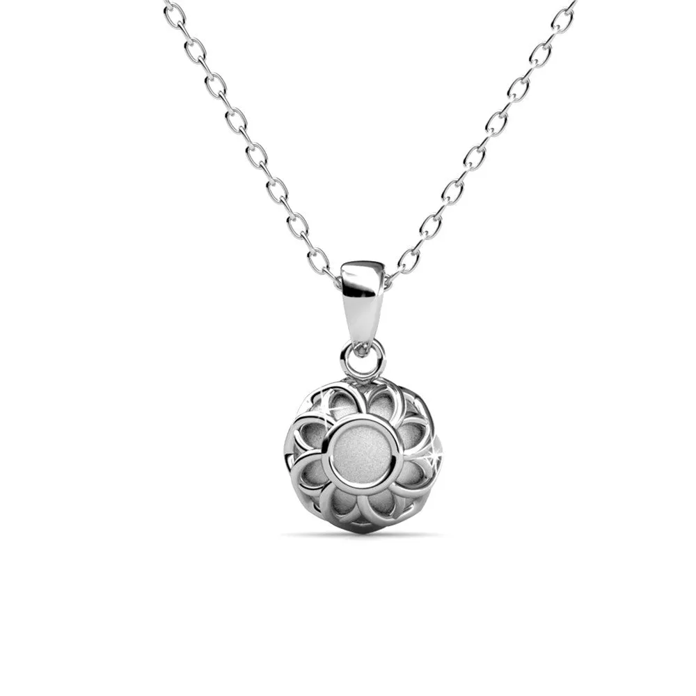 Eden 18k White Gold Plated Pendant Necklace with Solitaire Round Cut Swarovski Crystal