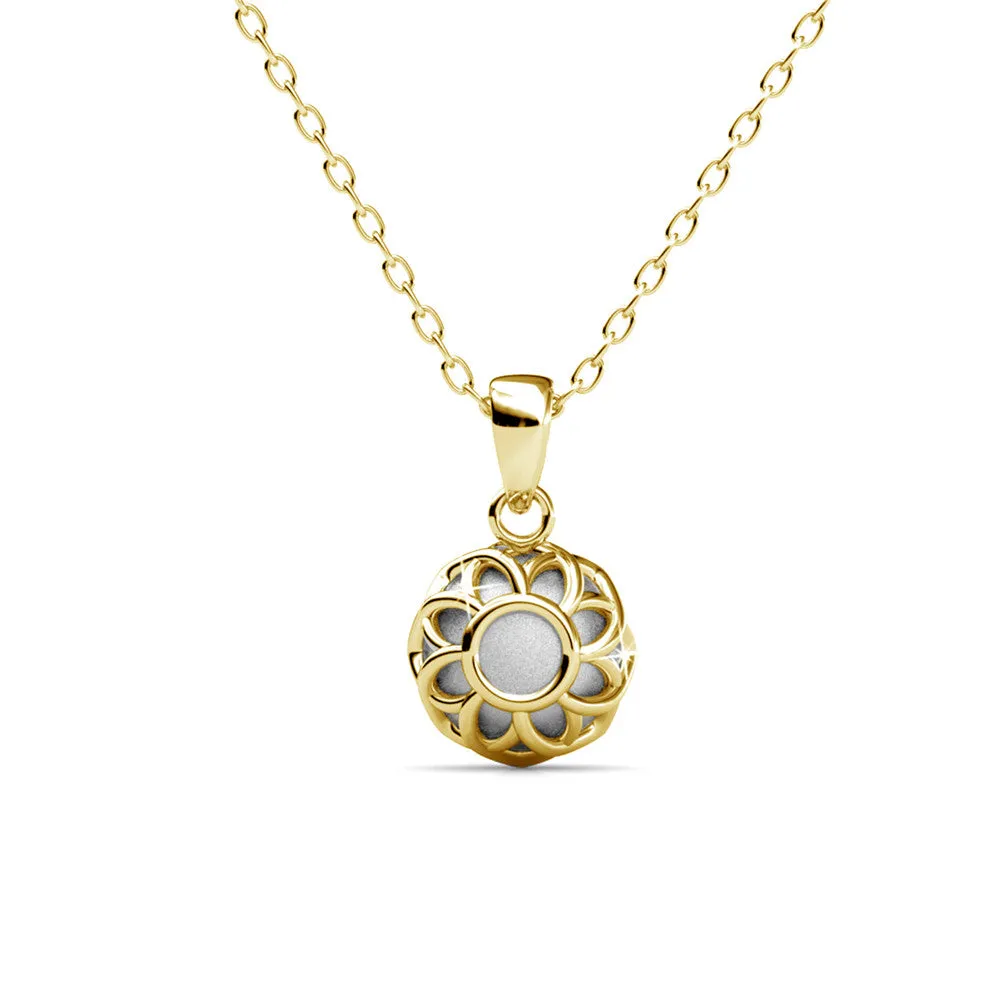 Eden 18k White Gold Plated Pendant Necklace with Solitaire Round Cut Swarovski Crystal