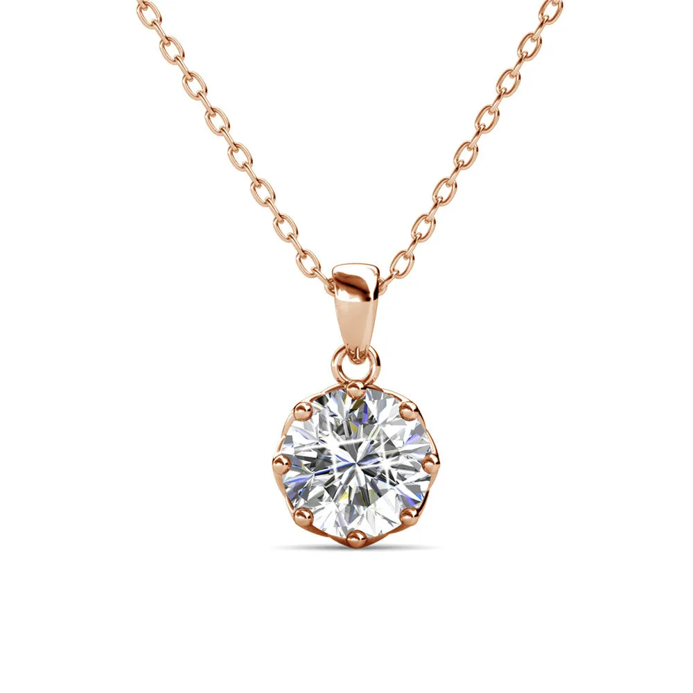Eden 18k White Gold Plated Pendant Necklace with Solitaire Round Cut Swarovski Crystal