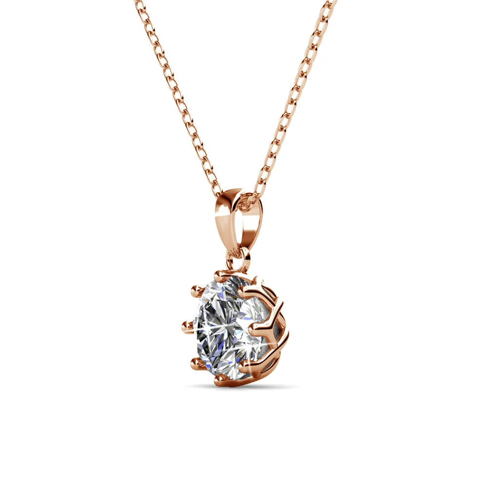 Eden 18k White Gold Plated Pendant Necklace with Solitaire Round Cut Swarovski Crystal
