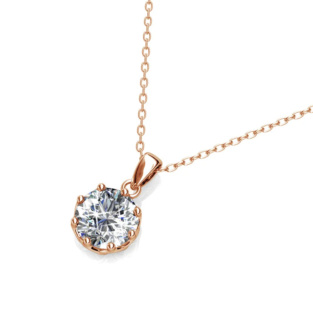 Eden 18k White Gold Plated Pendant Necklace with Solitaire Round Cut Swarovski Crystal