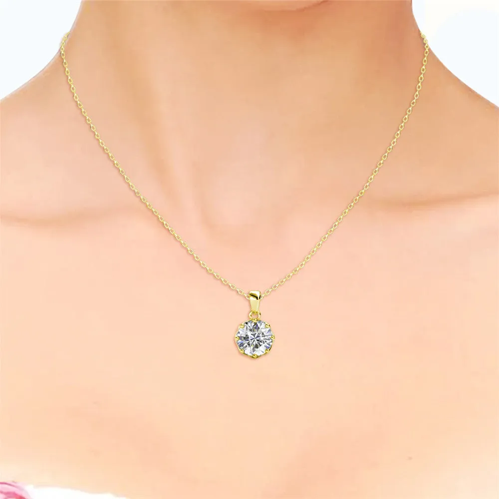 Eden 18k White Gold Plated Pendant Necklace with Solitaire Round Cut Swarovski Crystal