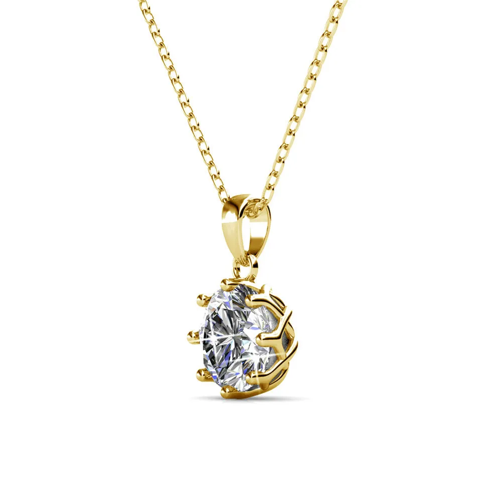 Eden 18k White Gold Plated Pendant Necklace with Solitaire Round Cut Swarovski Crystal