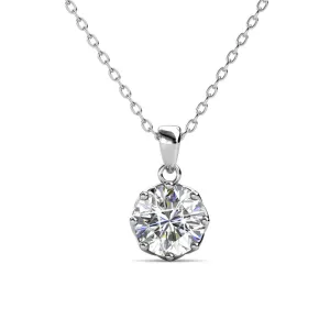 Eden 18k White Gold Plated Pendant Necklace with Solitaire Round Cut Swarovski Crystal