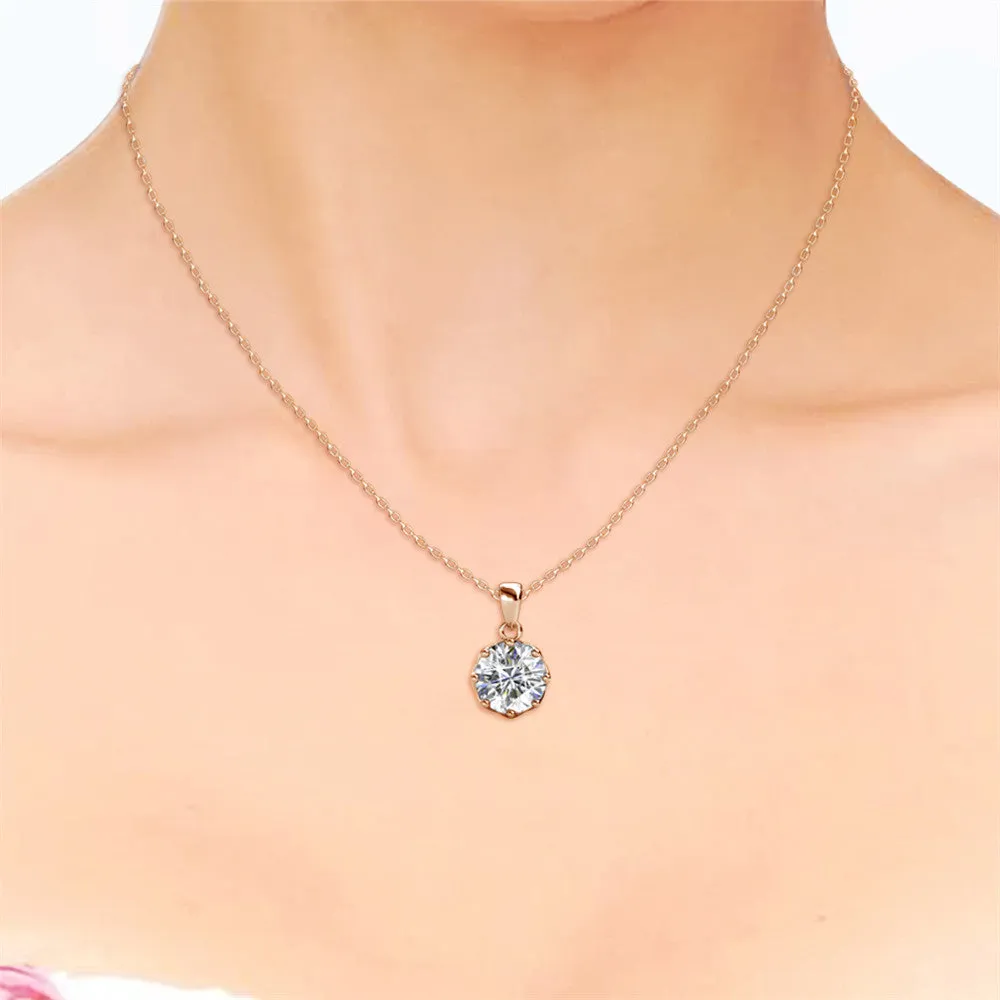 Eden 18k White Gold Plated Pendant Necklace with Solitaire Round Cut Swarovski Crystal