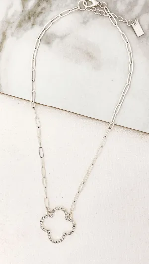 Envy Silver & Crystal Large Clover Necklace