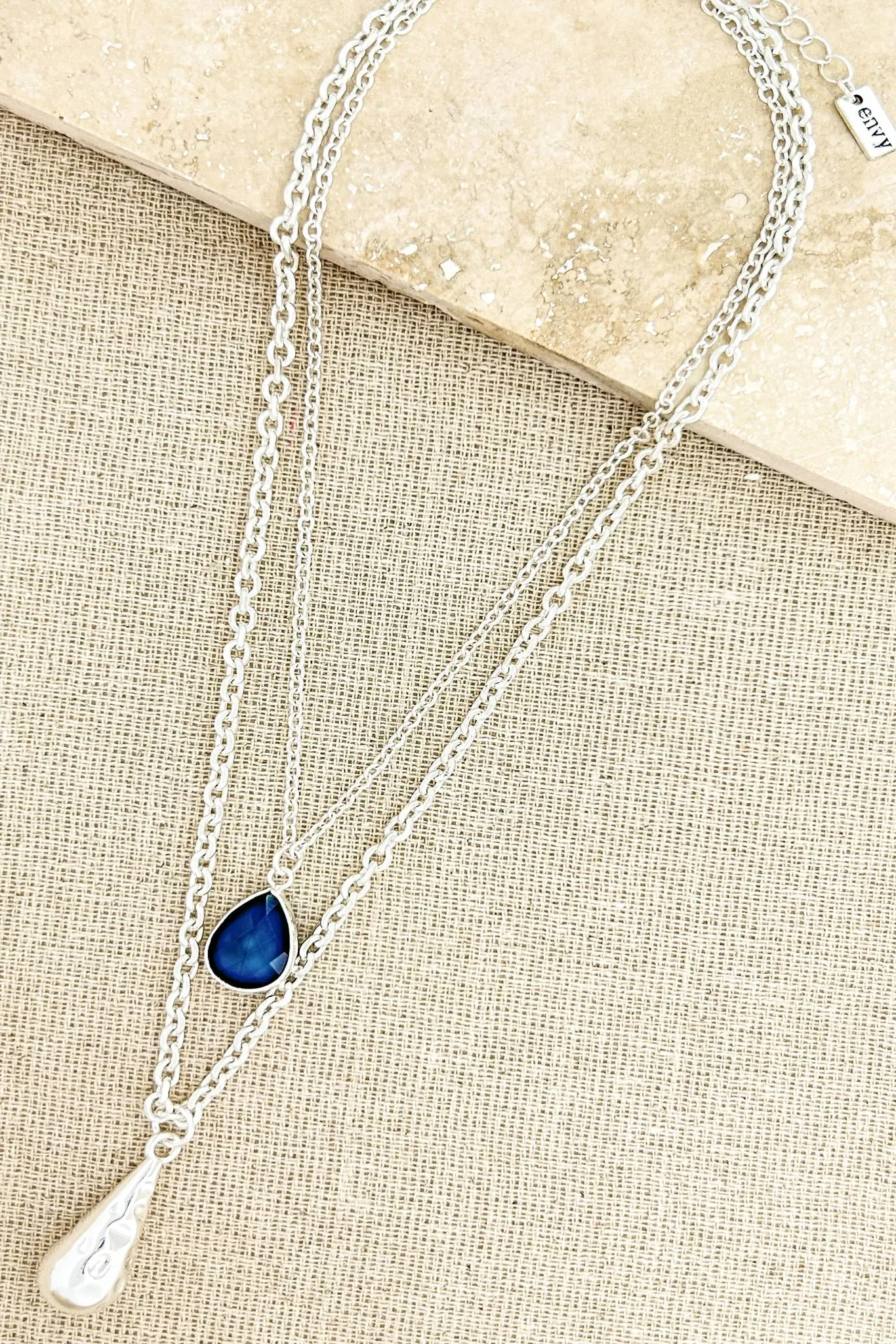 Envy Silver Double Layer Teardrop Necklace