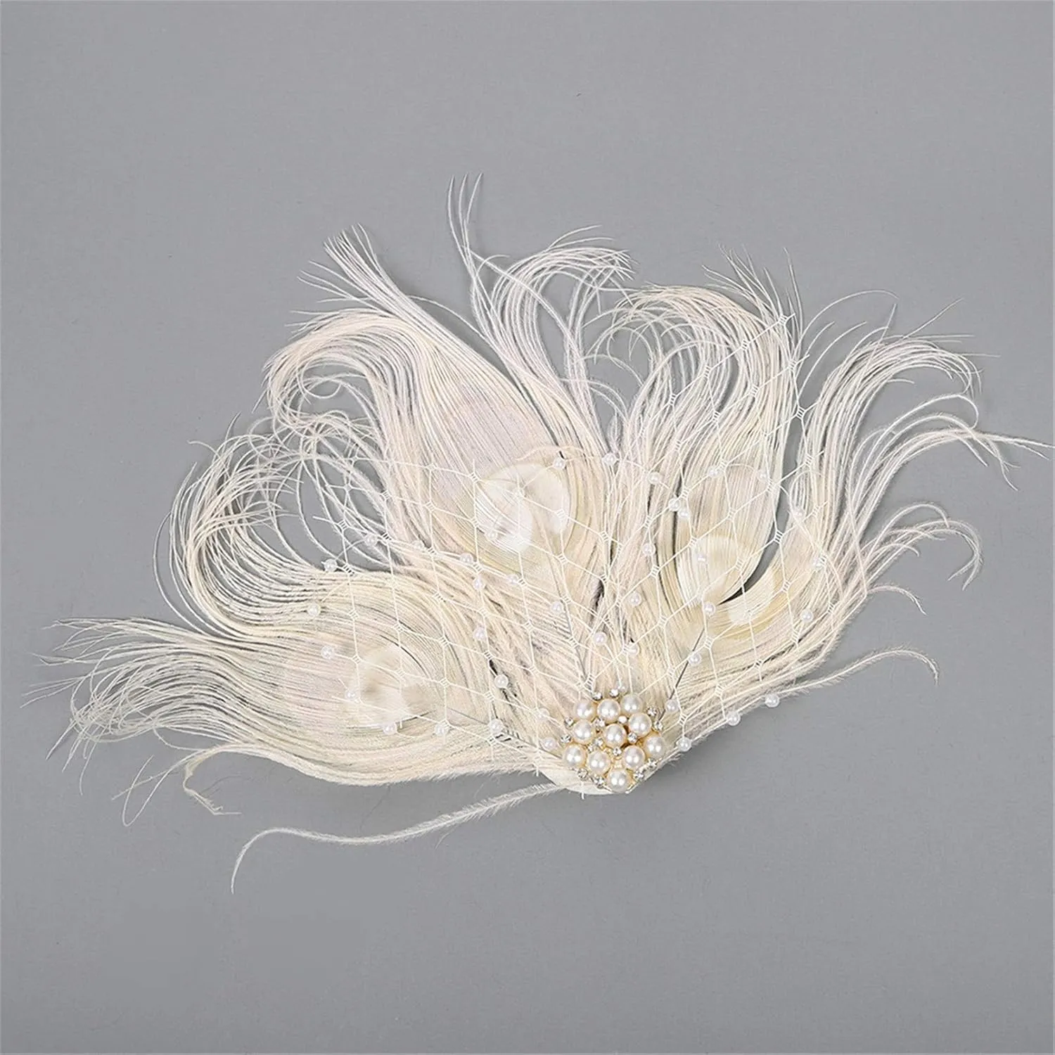 Fascinator Peacock Feather Hair Clips Flapper Headband Art Deco 20's Accessories for Women