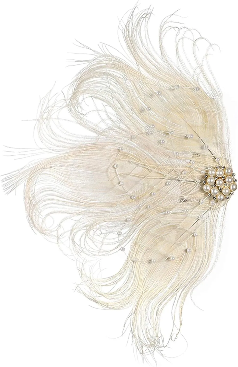 Fascinator Peacock Feather Hair Clips Flapper Headband Art Deco 20's Accessories for Women