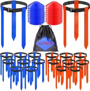 Flag Football Belts,16 Sets of Adjustable Flag Football Set for Kids Youth and Adult Training Include Cones, Storage Bag
