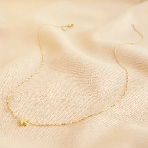 Gold Single Star Charm Bead Necklace