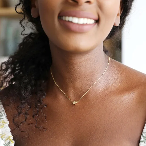 Gold Single Star Charm Bead Necklace