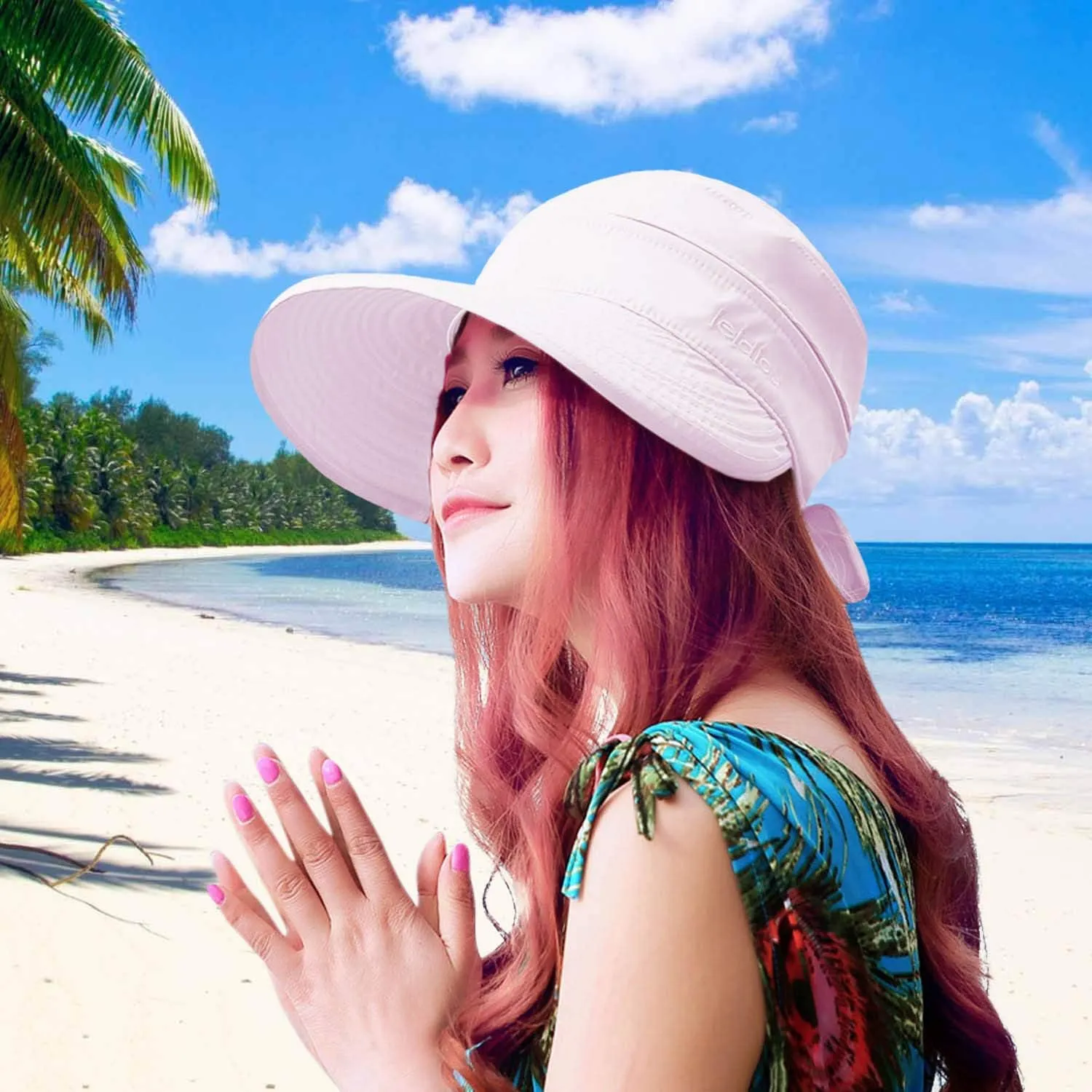 HINDAWI Sun Hats for Women with UV Protection Wide Brim Sun Hat Visor Summer Beach Outdoor Foldable Womens Cap