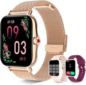 Iaret Smart Watch for Women(Call Receive/Dial), Fitness Tracker Waterproof Smartwatch for Android iOS Phones 1.7" HD Full Touch Screen Digital Watches with Heart Rate Sleep Monitor Pedometer