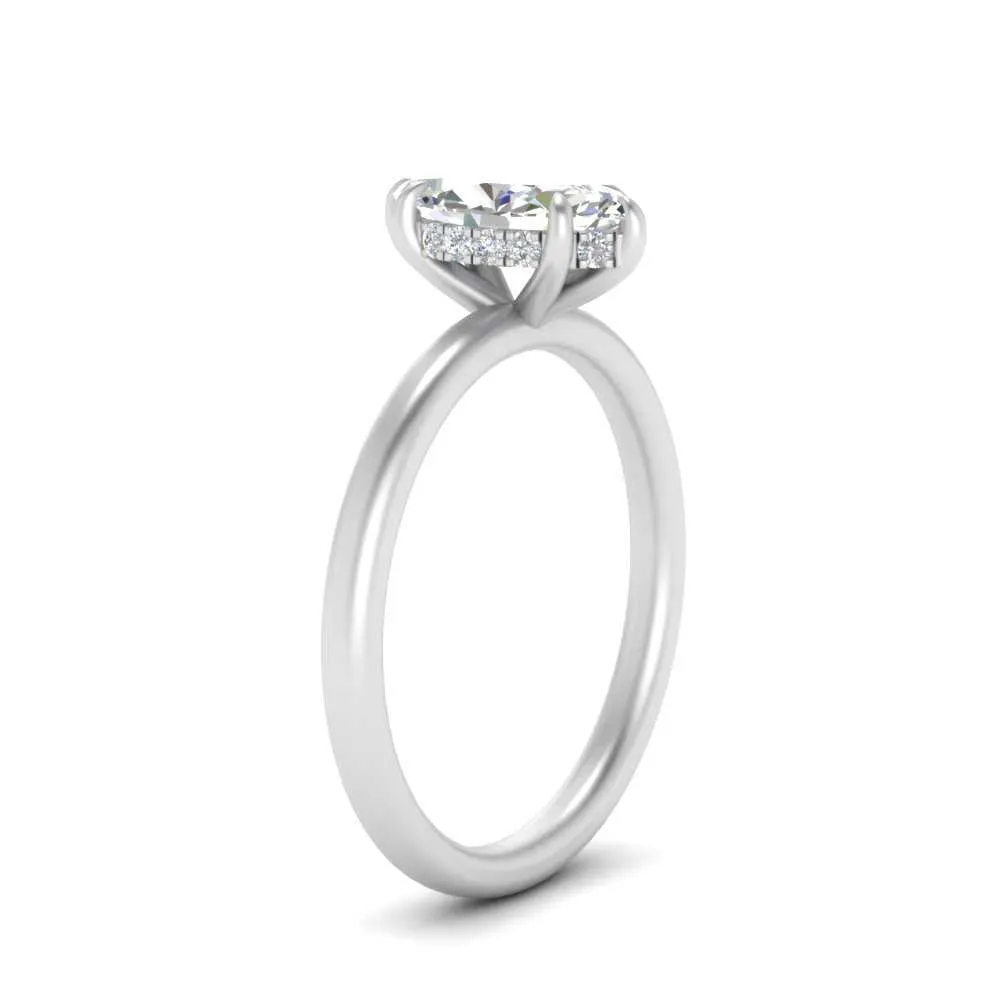 IGI Certified 1/2 - 5 Carat Lab Grown Diamond Thin Band Halo Women Engagement Ring 14K Gold